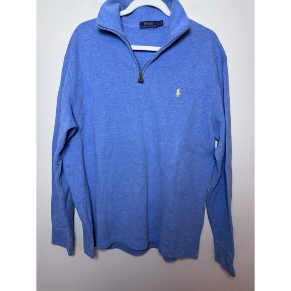 Polo Ralph Lauren Light Blue Mens 1/4 Zip Pull Over Sweater Size Large - Picture 1 of 14